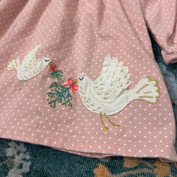 Baby Boden Dove dress 6-12mo bird appliqué embroidered pink cotton infant mini - Picture 6 of 14